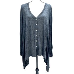 PATTERSON J. KINCAID DARK GRAY ASYMMETRICAL MODAL CARDIGAN